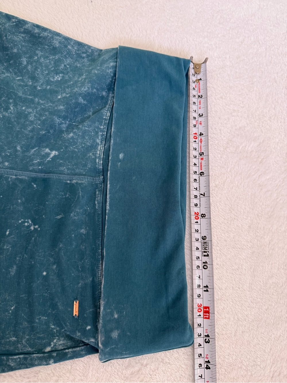 PINK Victoria’s Secret Teal Acid Wash Foldover Flare Yoga Pants Small - Picture 9 of 11